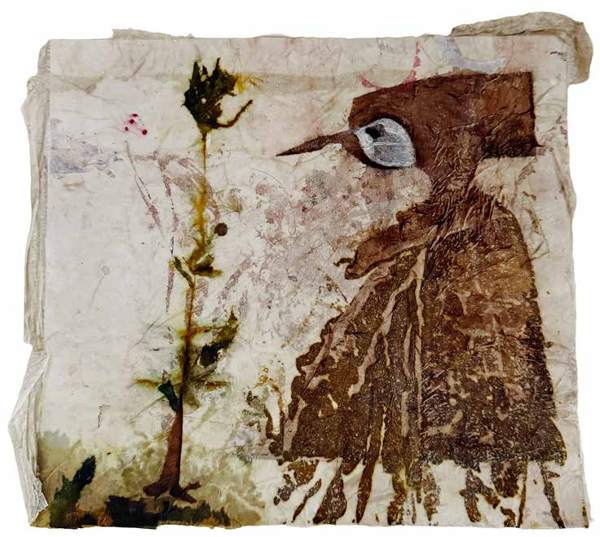 Liseron — « Oiseau qui papote avec la fleur », 31,5x30 cm